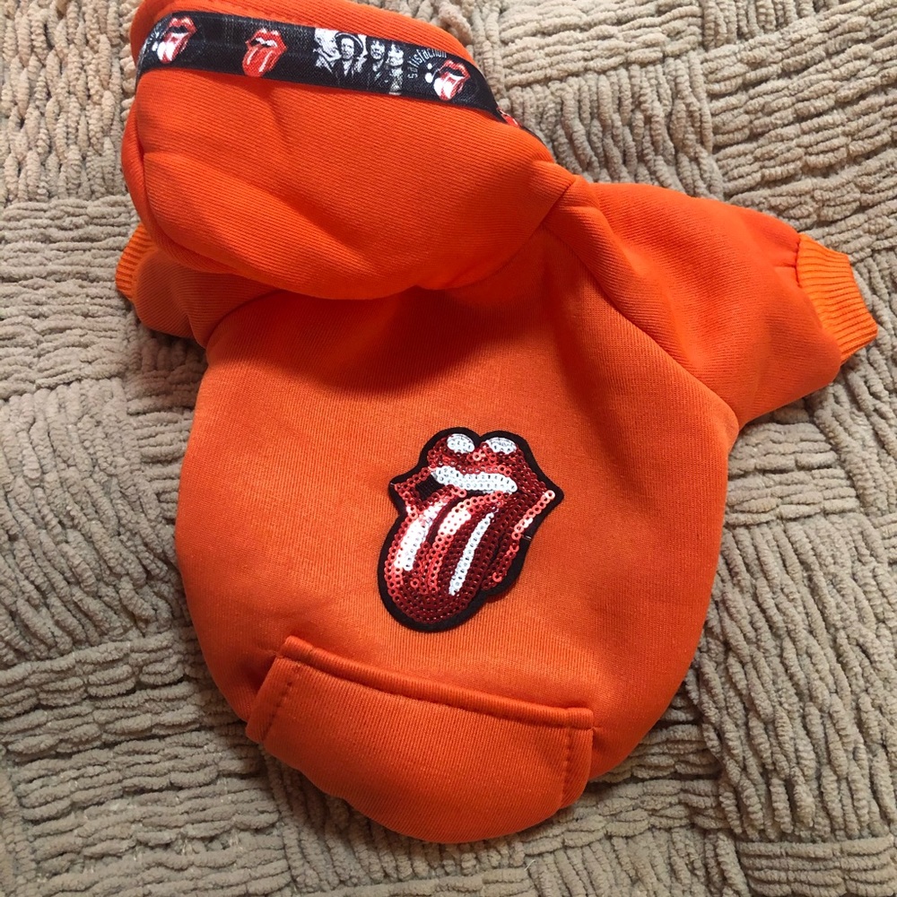 Rolling Stones dog hoodie orange Xs sweatshirt - Picture 3 of 3